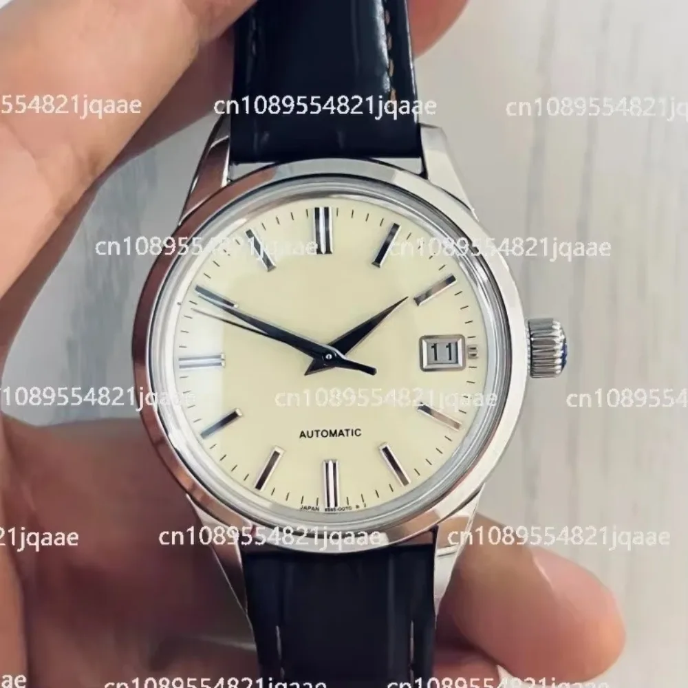 New High-End Custom GS Sbgr261 NH35 Five-Sided Grinding Needle Enamel Dial Bubble Yellow Cream Plate Men's Business Watch