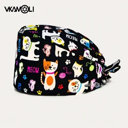 Wholesale cute cat pattern series printed surgical caps scrub cap Pet Clinic Hospital Veterinary Care Medical COTTON scrub hat
