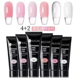 UR SUGAR 네일 익스텐션 젤, UV LED 아크릴 크리스탈, 화이트 클리어 누드 젤 네일 광택제, UV 젤 광택제, 15ml, 세트당 6 개