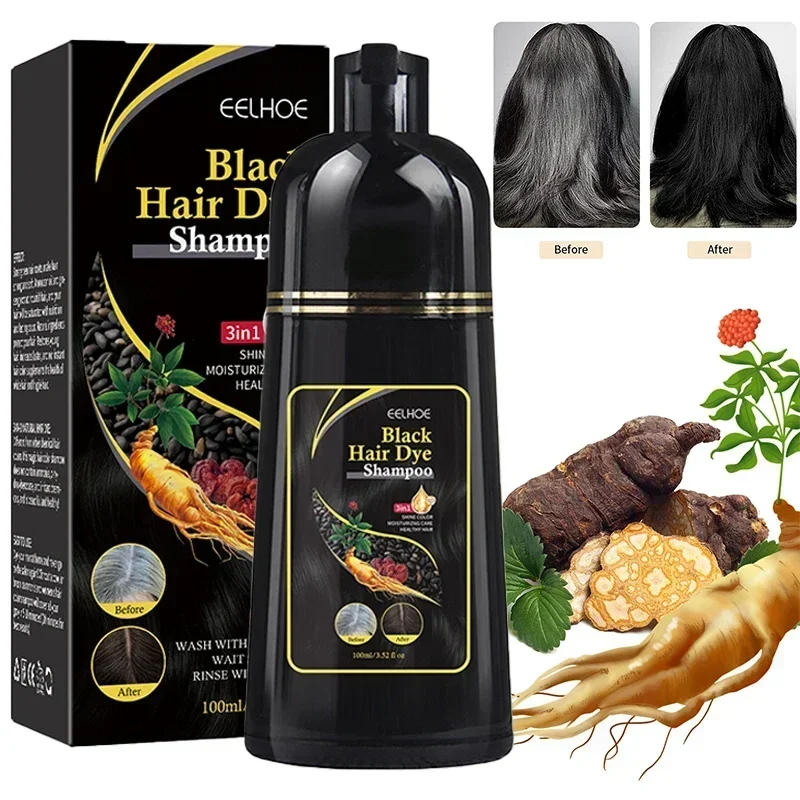 100ml Black Hair Dye Shampoo Natural Rapid Scalding and Dyeing Repair Hair Roots Repairing Improve Gray Hair Brown Black Shampoo