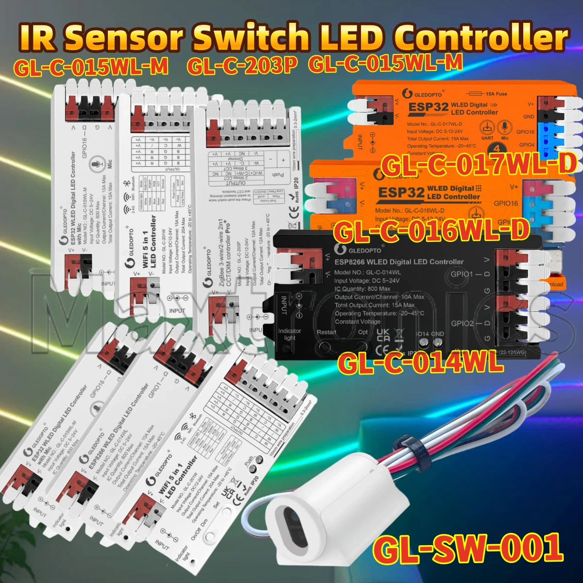 GLEDOPTO IR Sensor Switch LED Controller Emulation Sensor Push Switch Dimming ON OFF Optical Timed Gesture-Aware Trigger Switch