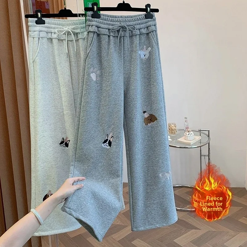 Plones Largos de Pierna Ancha con Forro Polar para Otoño e Invierno, Plones Deportivos Casus Hoados y Adeazant...