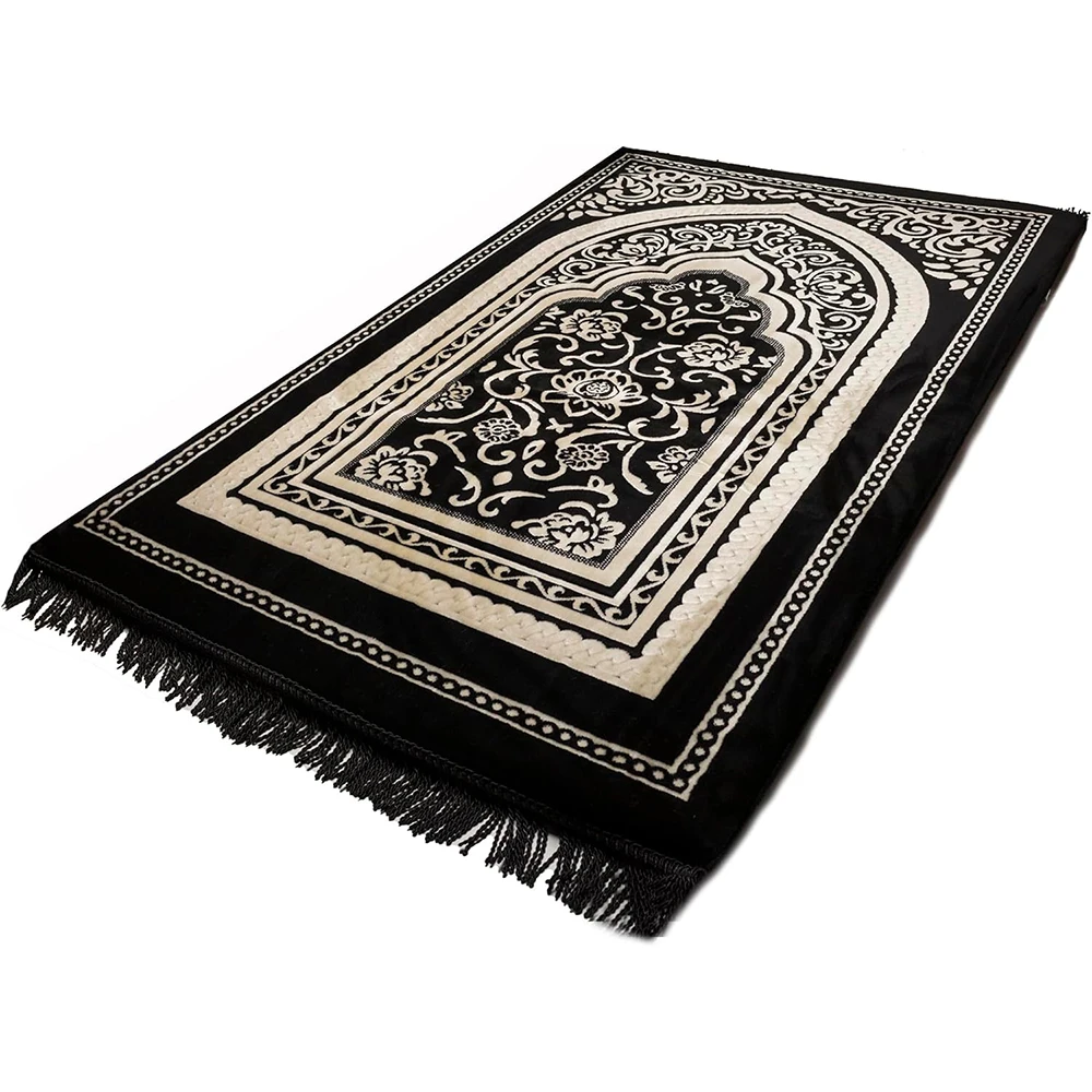 Wholesale Muslim Pray rug with anti slip backside Thick Soft Velvet Chenille Tassel for kids/senior/adult Prayer mat Islamic