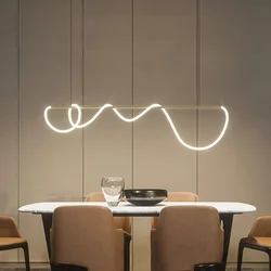 Minimalist Restaurant Bar Chandelier Long Dining Hanging Lamp Musical Artistic Designer Personalized Tube Winding Line Light