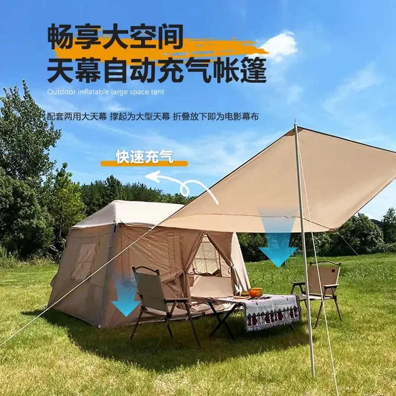For Outdoor Camping Portable Inflatable Tent Thickened Rainproof Fully Automatic Setup Forest Hut Shelter Easy Carry
