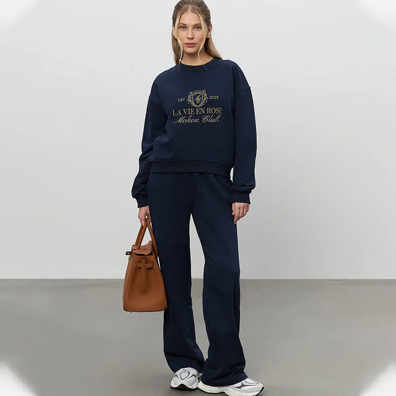 TARUXY レジャーロングパンツスウェットシャツレディーススーツファッション刺繍長袖プルオーバールーズパンツ秋 2 アイテムスーツ