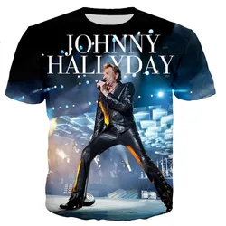 Pop Singer Johnny Hallyday 3D Print T-shirt Men Woman T Shirts Rock Fashion Hip Hop Oversized Harajuku Streetwear Kids Tees Tops