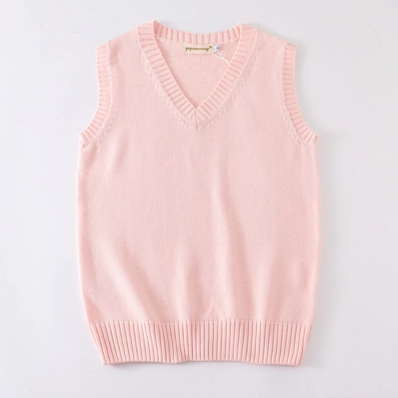 Cento uniforme gilet tinta unita canottiera uniforme scolastica stile college britannico maglione lavorato a maglia senza maniche pullover maglione da donna