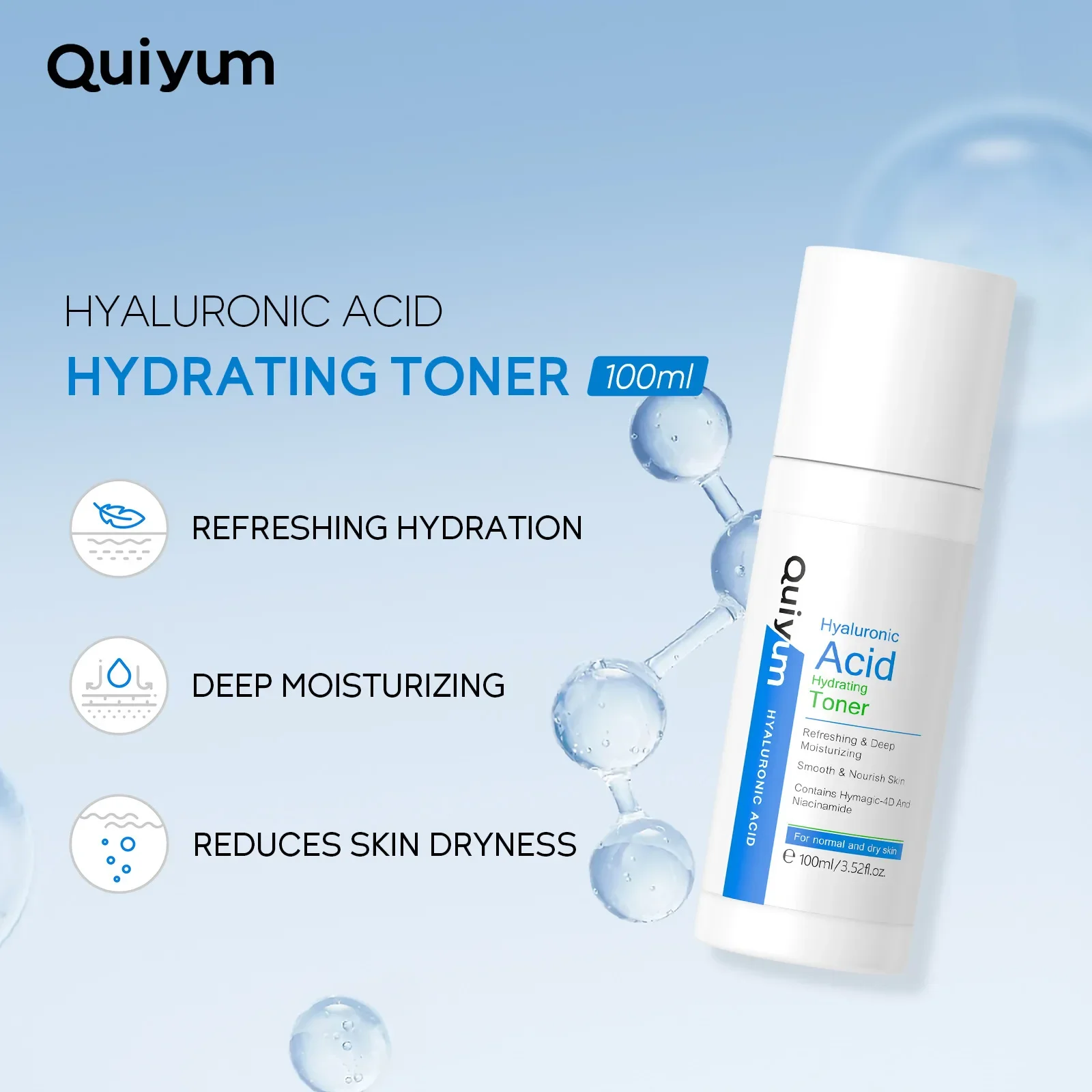 Hyaluronic Acid Toner 100ml Hydrating, Moisturizing, Nourishing And Refining Pores Lifting Firming Serum Skin Care Products