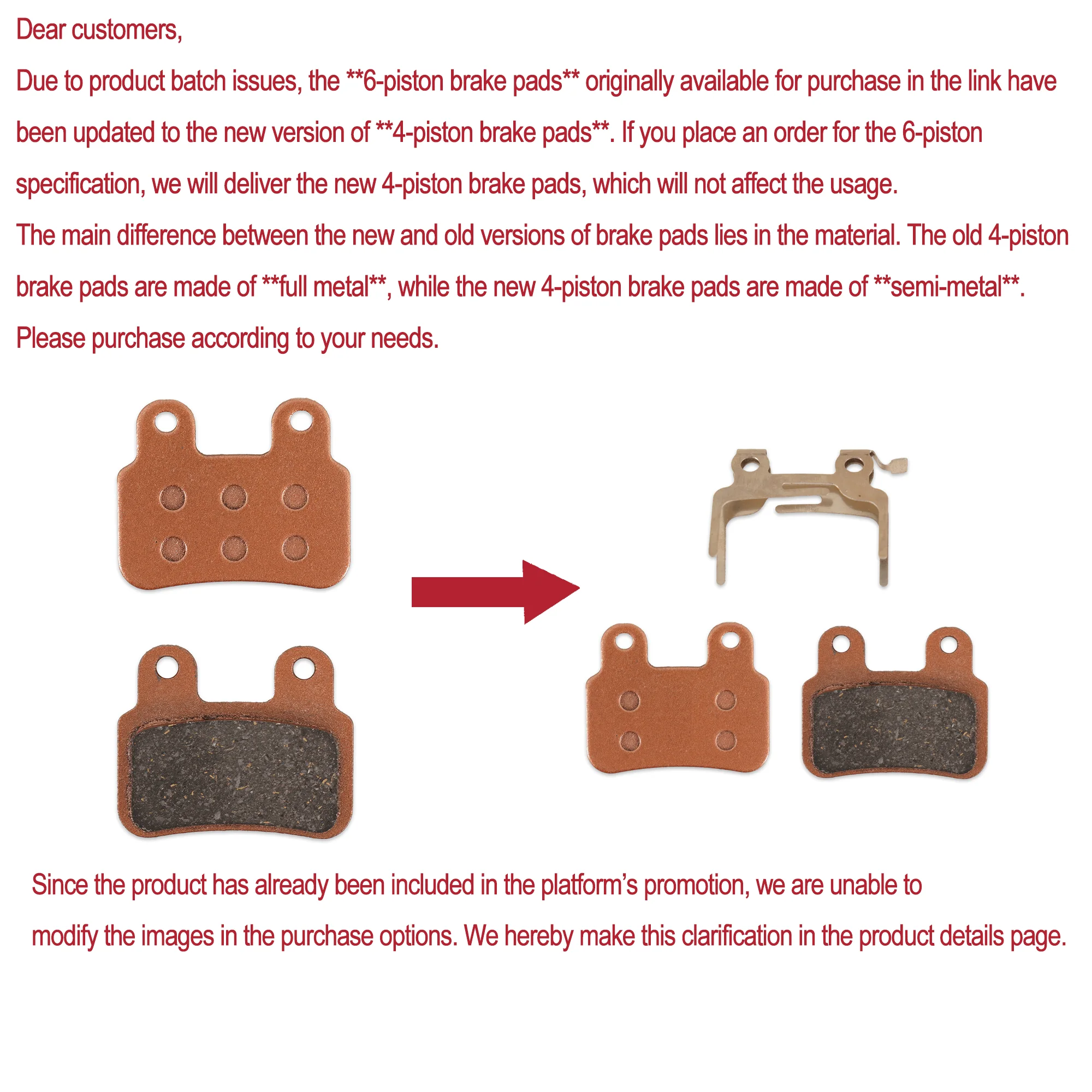 New Ebike Disc Brake Pads For XD-KLBS-DOTS Brake Calipers Pads Electric Bike Disc Brake Pads For XOD Brake Calipers