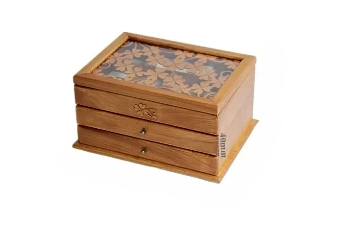 

box Princess female wooden solid wood large capacity watch box Chinese Earrings Jewelry Necklace storage box