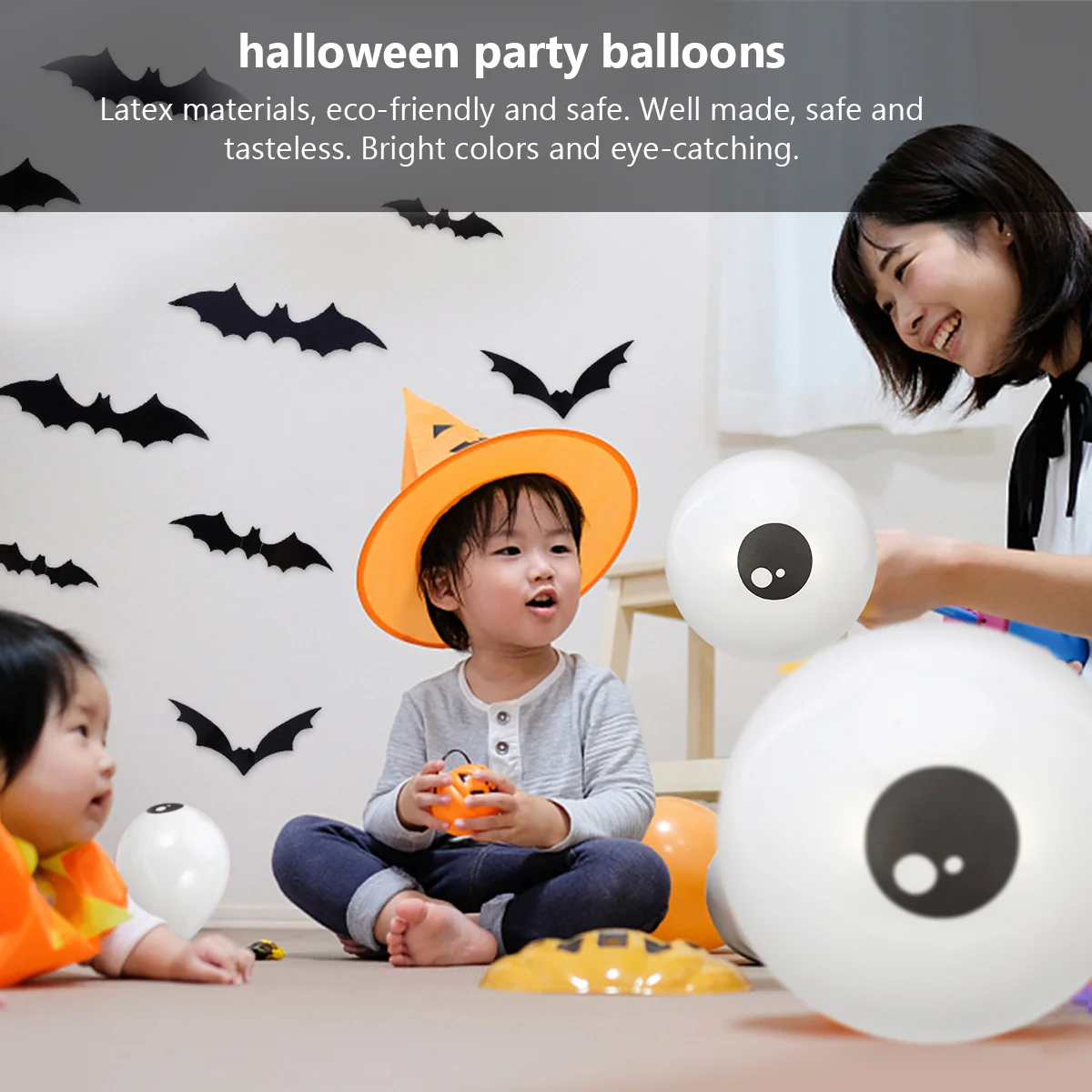 

100Pcs Halloween Balloons Thickened Natural Latex Bright Colors Party Decoration Halloween Party Adornment Supplies