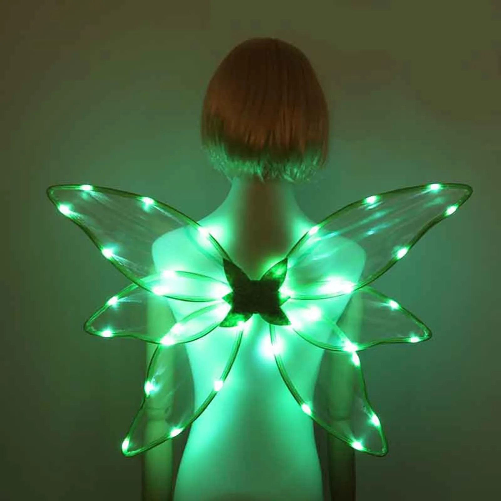 Kids Girl Elf Wings Light up Fairy Wings LED Butterfly Wings Halloween Cosplay Costume Birthday Wedding Dress Up Party Accessory