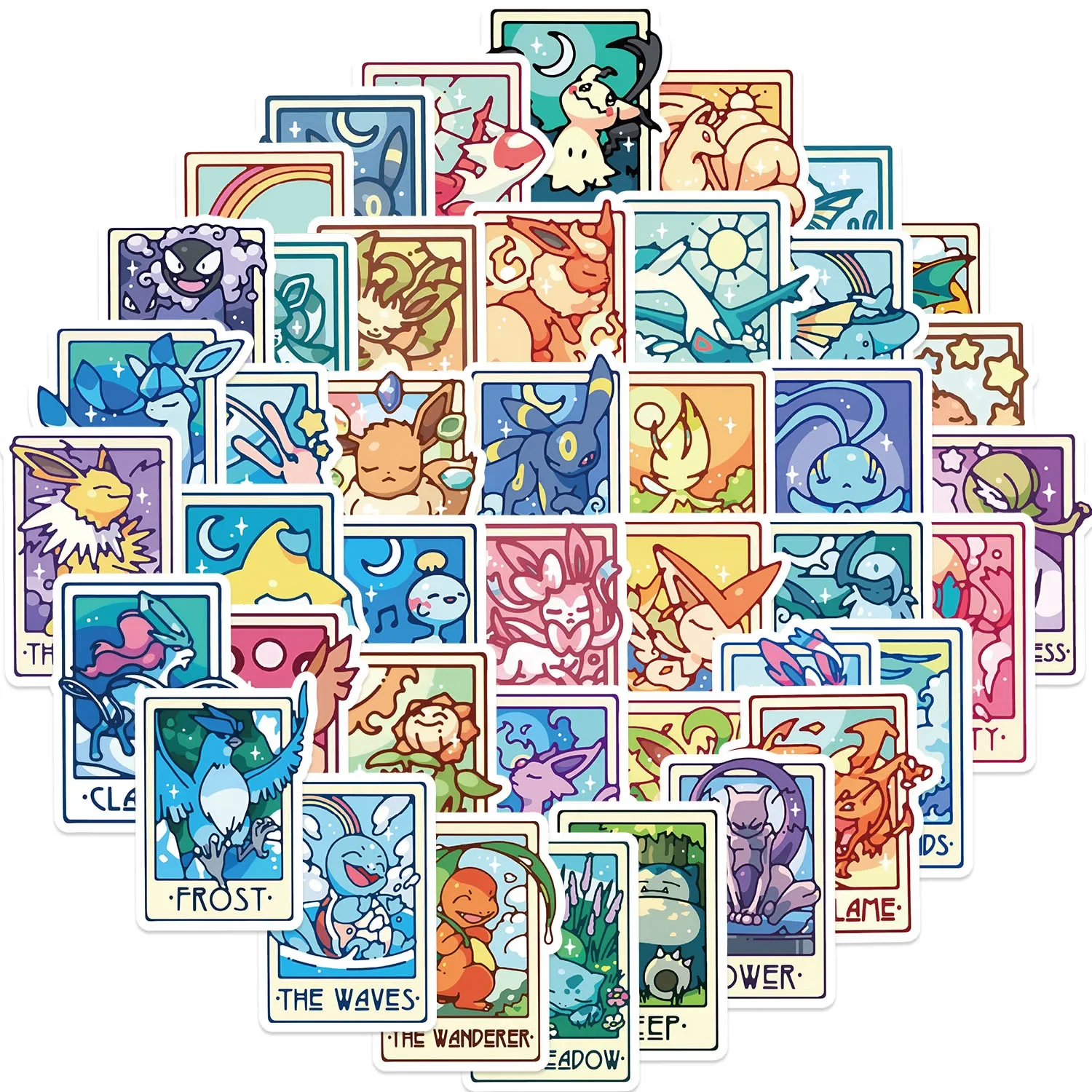 45Pcs Kawaii Pokemon Cards Stickers Cartoon DIY for Kids Toy Waterproof Graffiti Laptop Motorcycle Stationery Decoration Sticker