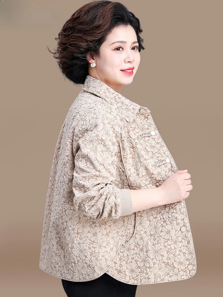 

New Chinese Sle Women's Jaet Spring Faionable Casual Coat for Middle-Aged And ly Lengthened Collar Single Button