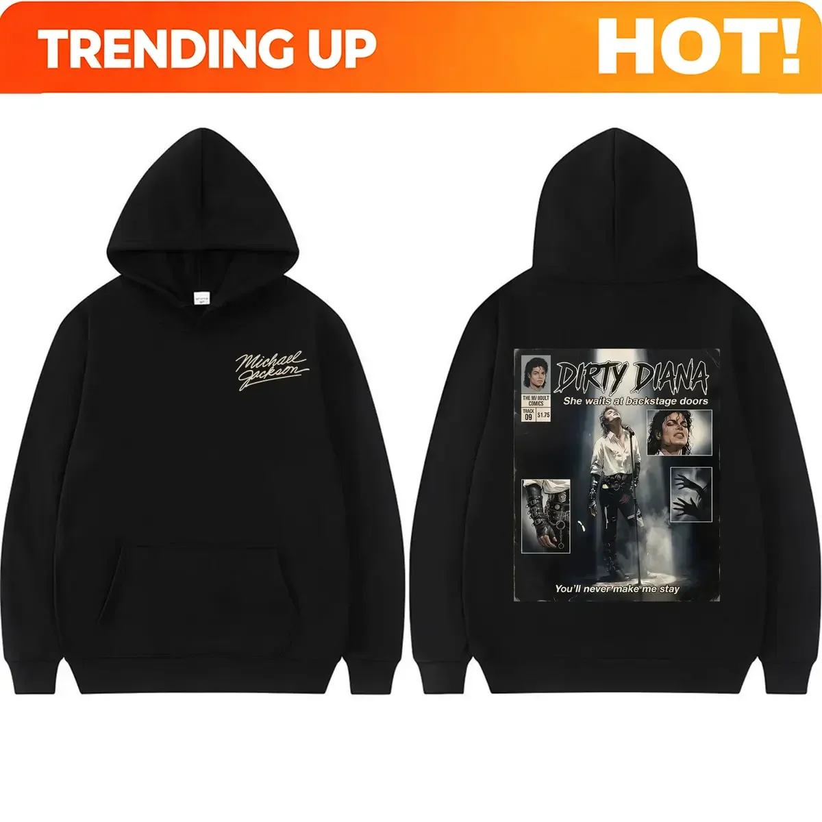 Customization Michael Jackson Dirty Diana Hoodie King Of Pop Bad Era Rock Sweatshirts Men Women Fashion Hip Hop High Quality Hoo