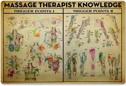 Trigger Points Metal Tin Sign Massage Therapist Knowledge Solution Planing Diagram Infographic Poster School Education Doctor Of