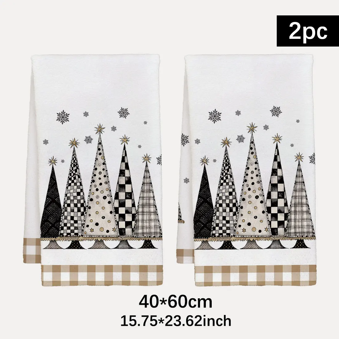 2PCS Merry Christmas Kitchen Towels,Dot Grid Christmas Tree Pattern,40x60cm Ultra fine Fiber Christmas Home Decoration,2026 Gift