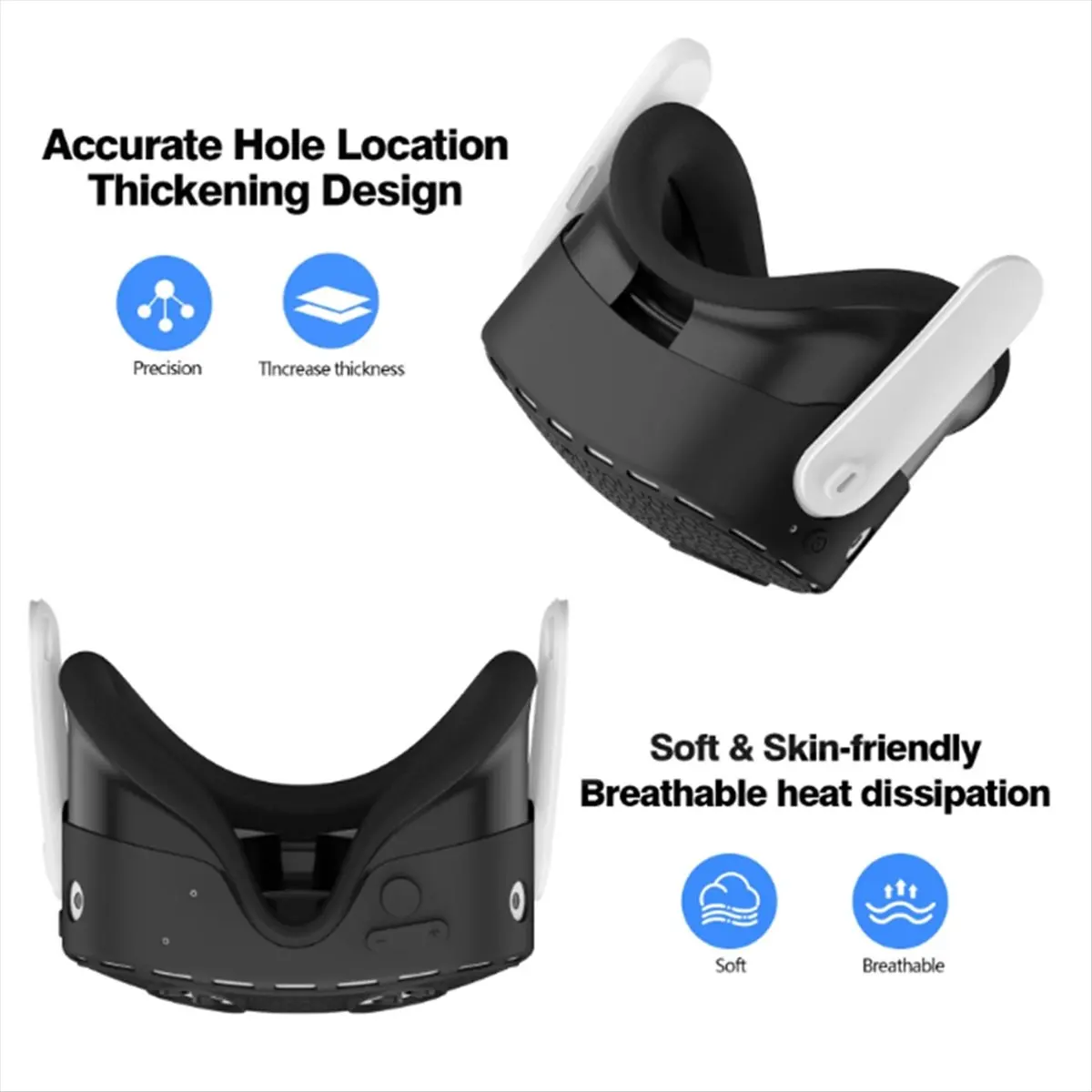 Silicone VR Shell Protective Cover Compatible with for 3S Accessories, Comprehensive Protection for VR Black