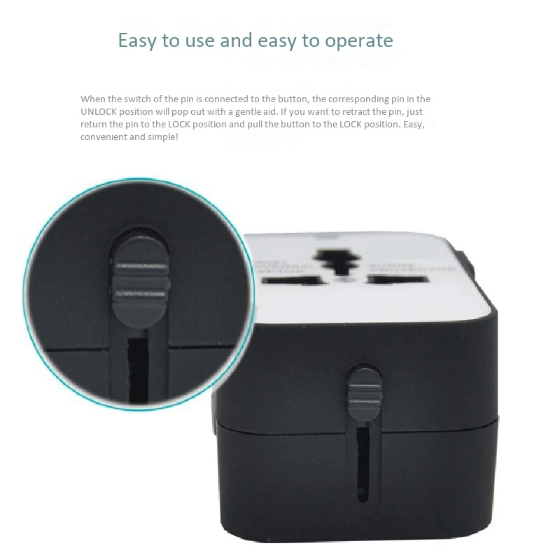 International Power Adapter,Travel Power Plug, Adapter for USA,UK, Japan, China, EU, AUS with iPhone, Black