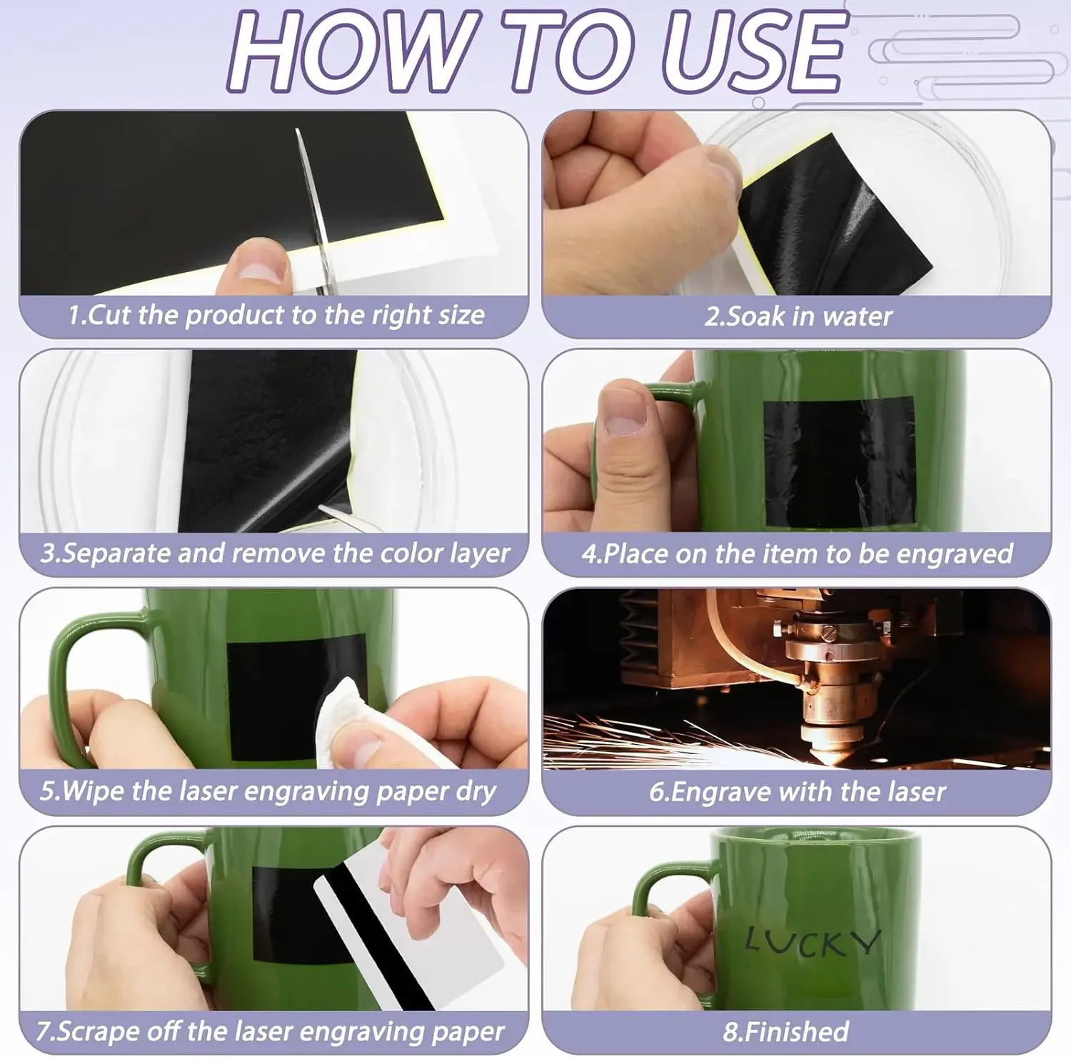 2/5 قطعة ورق تحديد النقش بالليزر 15.3x10.6 بوصة ورق النقش بالليزر لقطع السيراميك والزجاج المعدني بالليزر