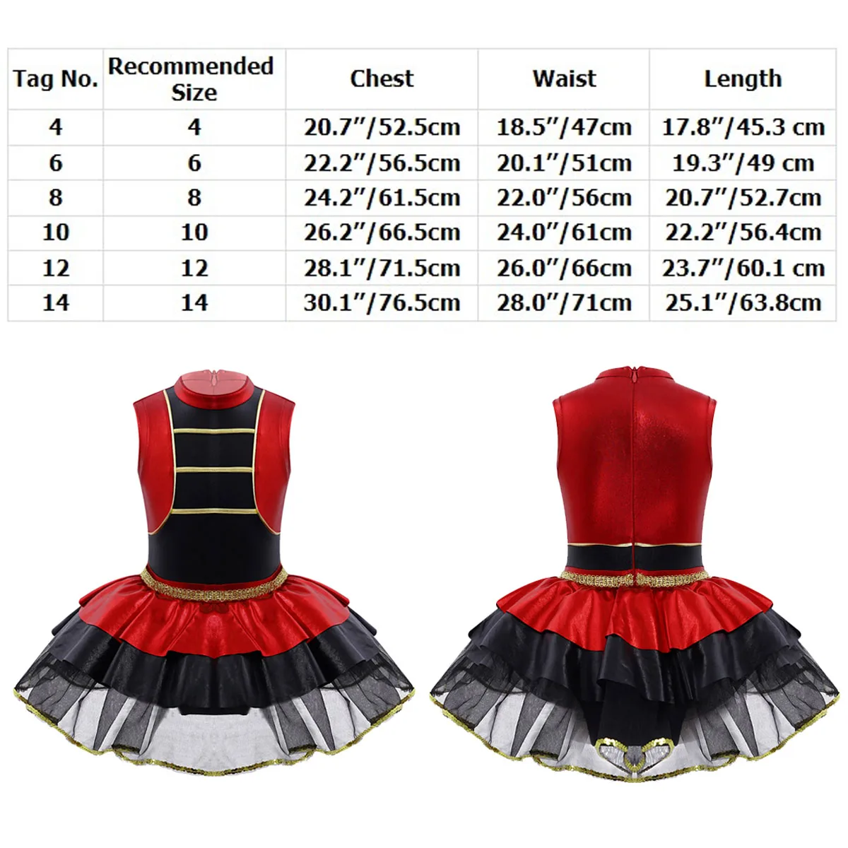 Kids Girls Tutu Ballet Dance Dress Halloween Circus Ringmaster Costume Dancewear Sequins Mesh Leotard Christmas Fancy Outfit