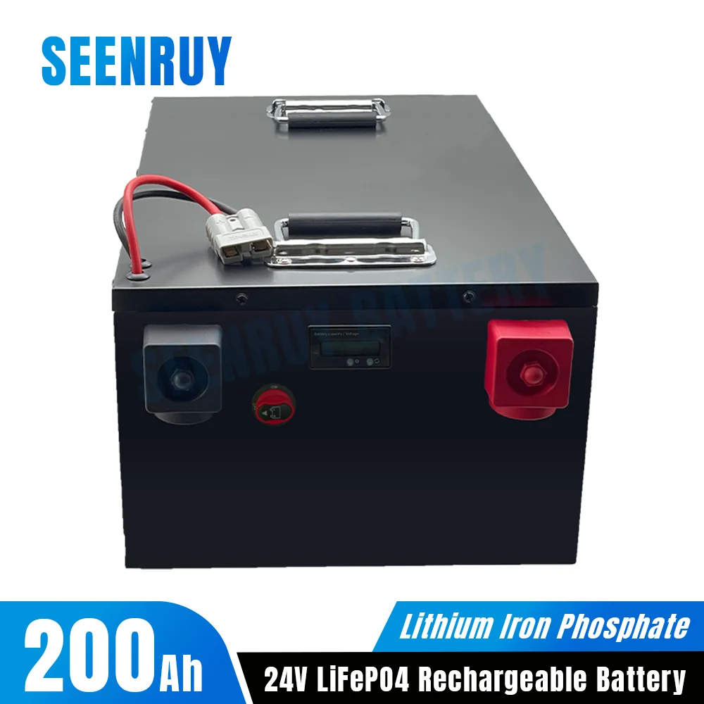 

24V 200Ah Lifepo4 Battery Pack Lithium Iron Phosphate Optional Bluetooth for RV Outdoor Solar Energy Backup Deep Cycle +Charger