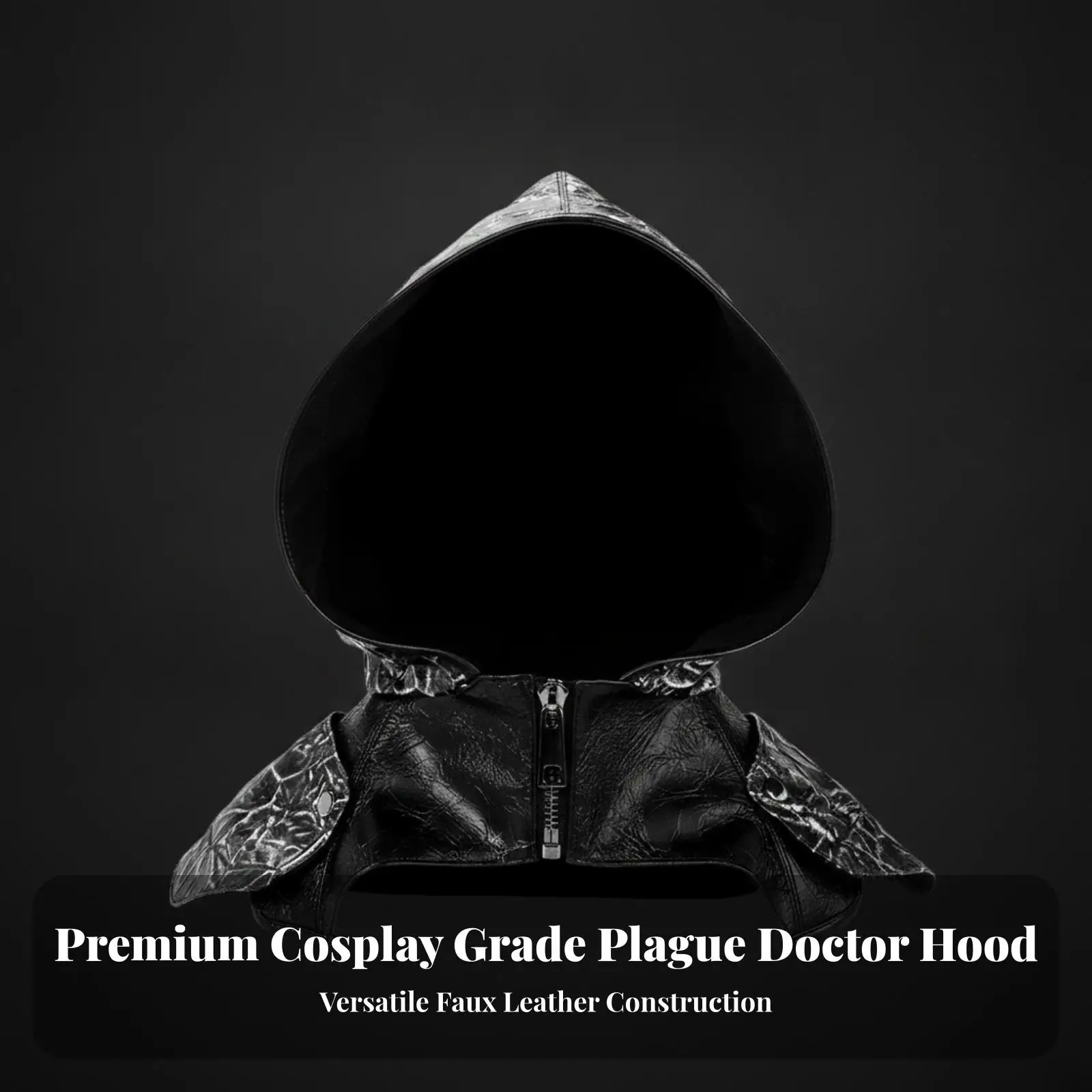 Black Leather Hooded Cape for Women Medieval Cosplay Cloak with Zipper Shoulder Cape Halloween Gothic Costume Party Favor