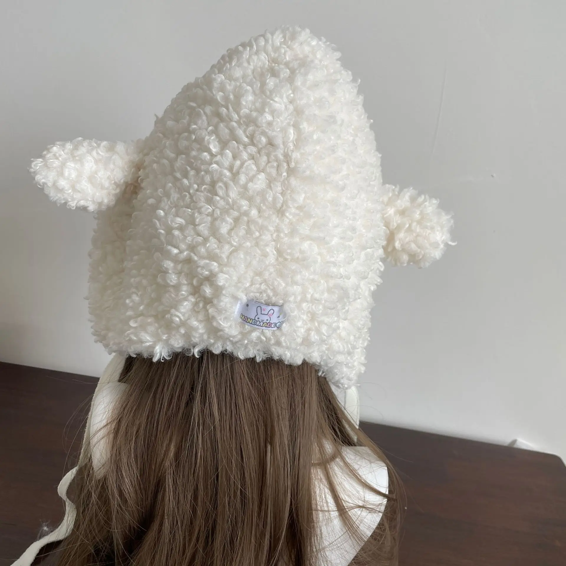 Cute Sheep Ears Hat Lamb\'s Wool Winter Ear Protection Hat Plush Boots Cover Socks Leg Warmers Performance Costume Bomber Hats