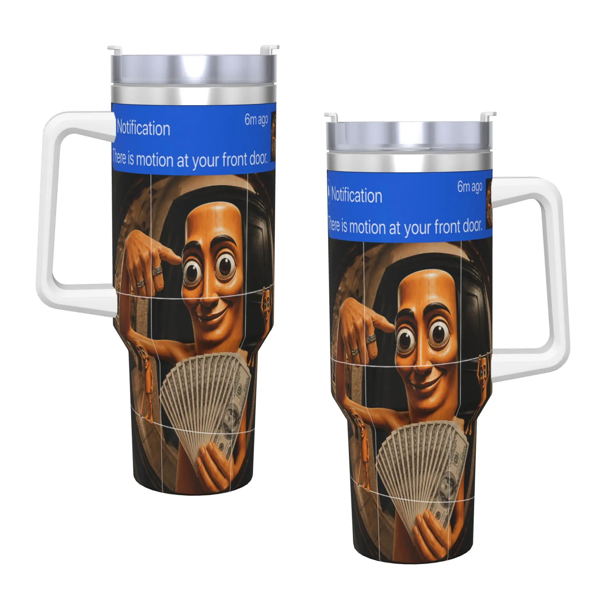 There is Motion At Your Front Door Tung Tung Tung Sahur Meme Stainless Steel Tumbler  Travel Coffee Mug With Straws Car Mugs