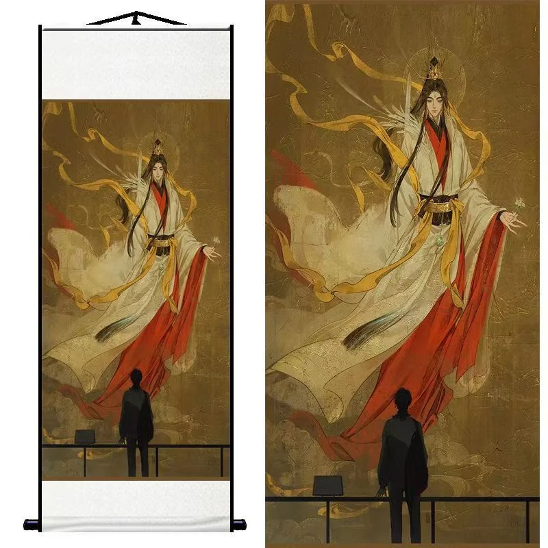 Anime figure cloth art painting, fortune seeking, blessing receiving, hanging painting, living room decoration ，auspicious gifts