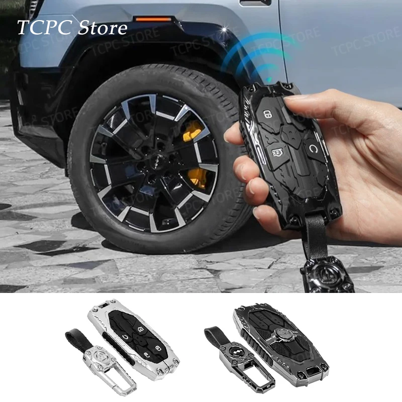 

Для BYD Formula Leopard 8, DENZA B8, защитный чехол для автомобильного ключа, модифицированный Mecha стиль, сумка для ключей из алюминиево-магниевого сплава, защита от падения