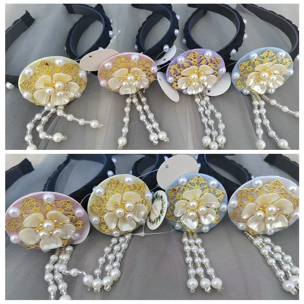 Классический цветок, корейская повязка на голову с жемчугом, традиционная повязка для волос ханбок, головной убор, кисточки, обруч для волос для сцены, танцев, выступлений