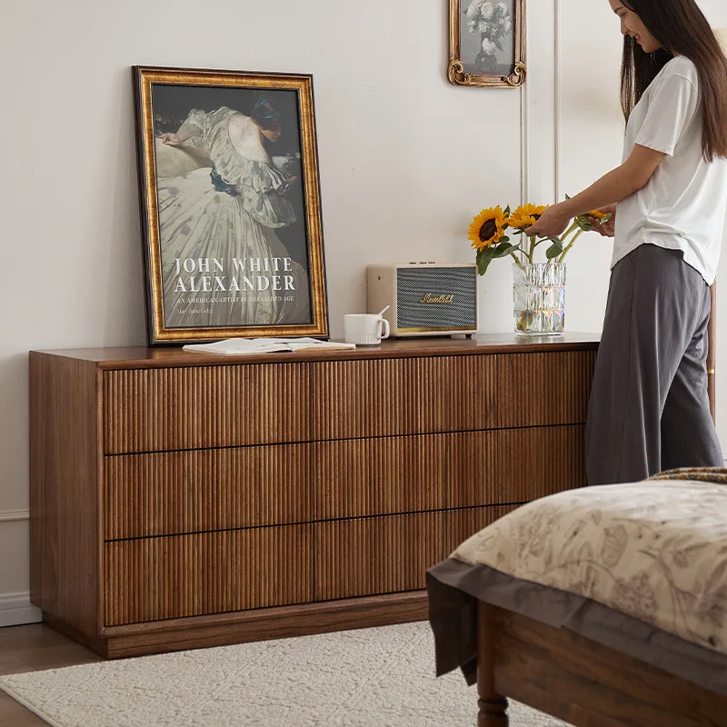 

Customizable Nordic minimalist black walnut nine chest