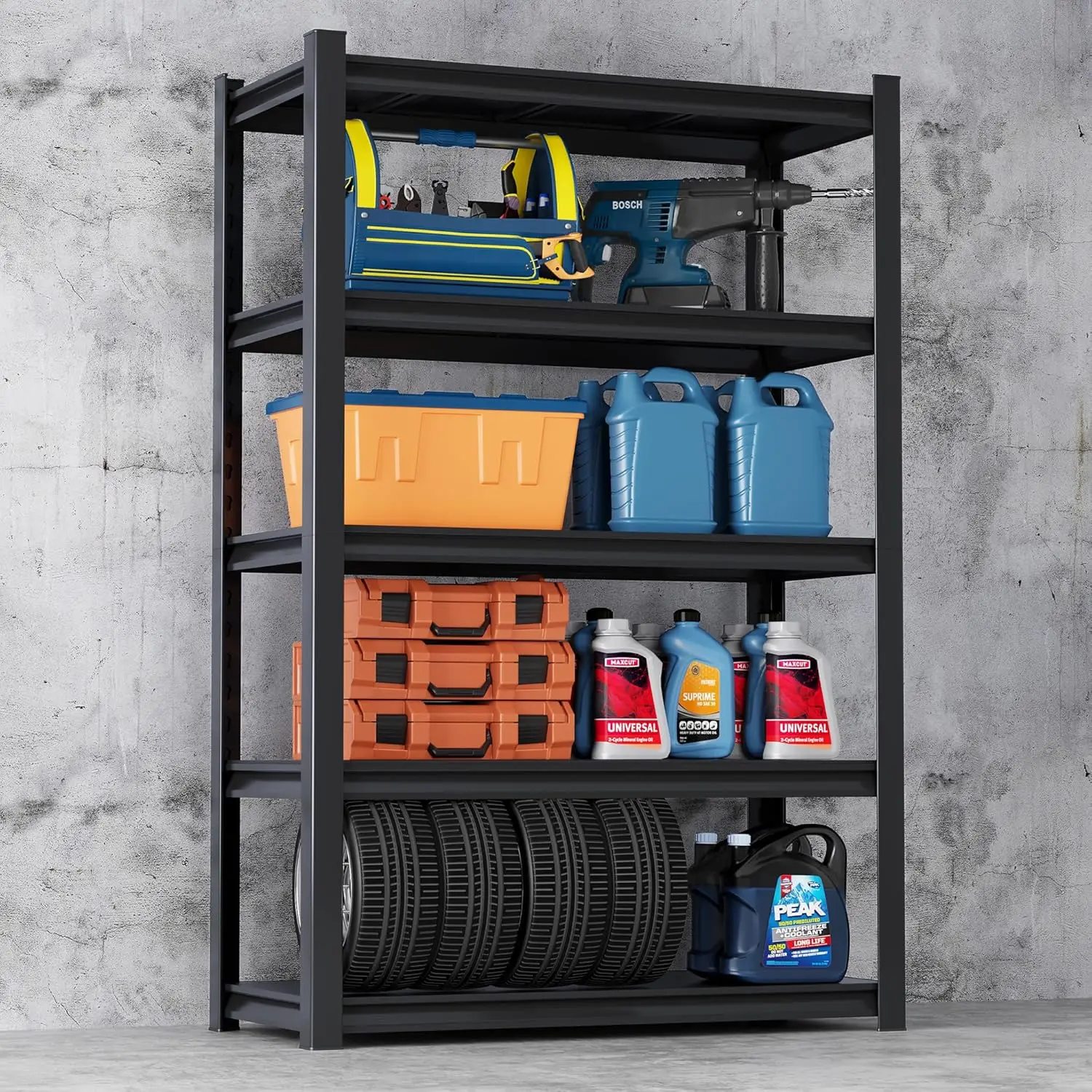 Gadroad 5 Tier Garage Shelving, Heavy Duty Storage Shelves, Adjustable Utility Shelf Rack, Metal Shelving Unit Multipurpose