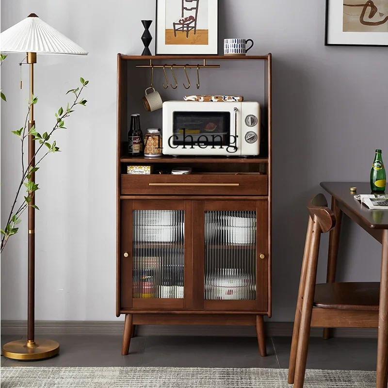 

GZ Nordic side cabinet Solid wood small apartment cabinet Locker Locker Microwave oven cabinet