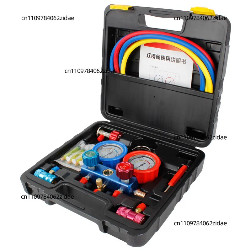 For Auto AC Manifold Gauge with Oil, R134A Refrigerant Pressure Gauge for Car Air Condition Charging