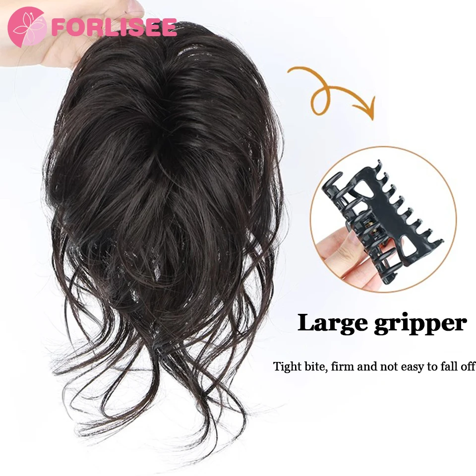 หางม้าสังเคราะห์แบบสั้นเป็นลอน พร้อมริบบิ้นผูกแบบดึง  ต่อผมปลอมแบบธรรมชาติสำหรับผู้หญิง