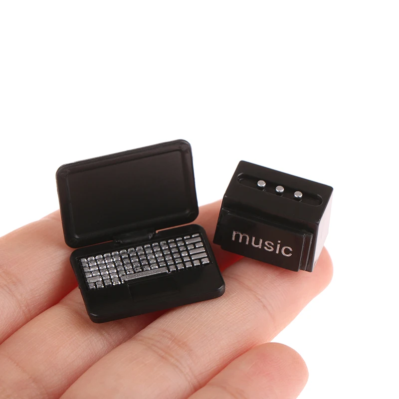 Decoração de loja de supermercado em escala 1/12, casa de bonecas em miniatura, balança de comida, scanner de código de barras, caixa, laptop, modelo, acessórios para casa de boneca