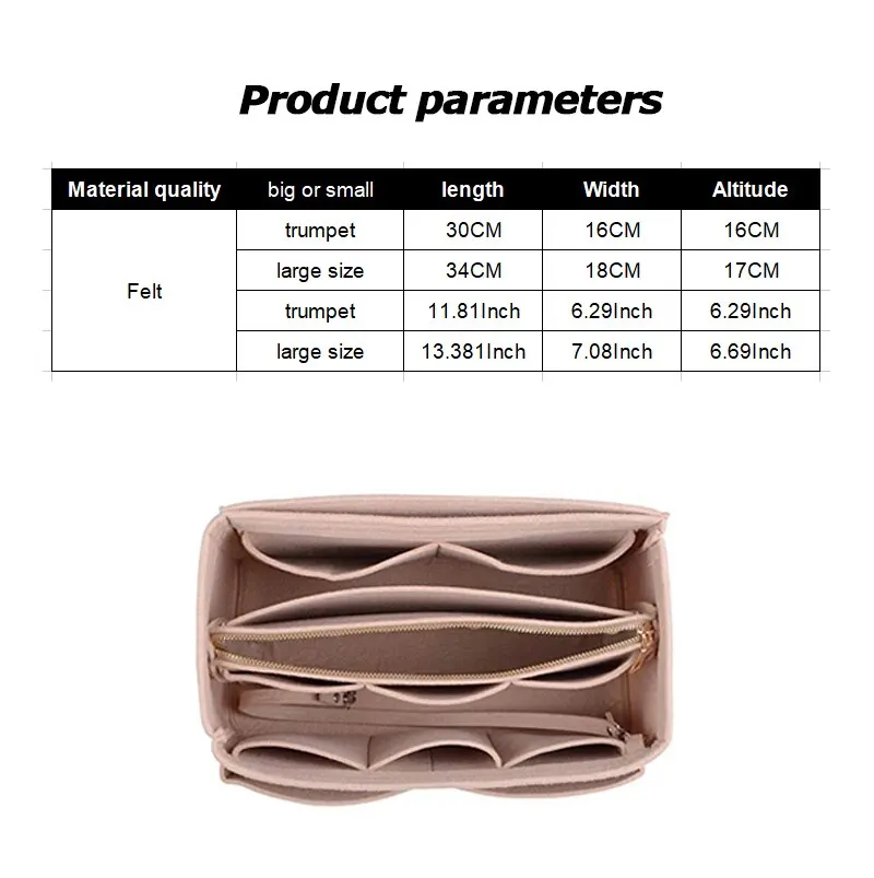 New Women Make up Organizer Felt Insert Bag For Handbag Travel Inner Purse Portable Cosmetic Bags Fit Various Brand Bags