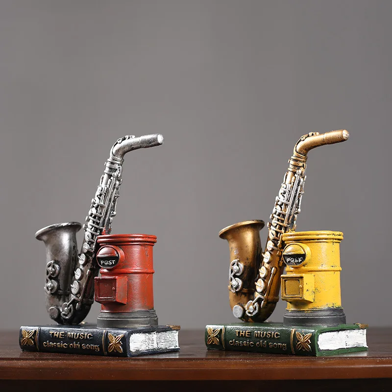American Vintage Saxophone Makeup Brush Holder Pen Holder Creative Fashion Gift for Student Study Office Birthday