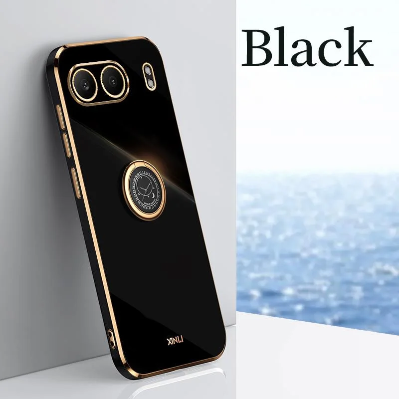 Ring Holder Luxury Plaiting For OnePlus Nord 4 Case soft gold edge Cover for One Plus Nord4 1+ nord 4 OnePlusNord4 5G  Fundas