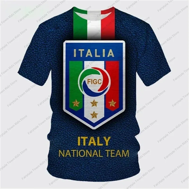 New Summer Flag Of Italy Football 3D Printed Kids Short Sleeve T-shirt Personality Hip Hop Unisex Fashion Casual Tshirt Tees Top