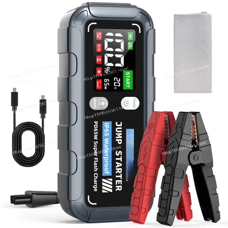 IP65 6000A Jump Starter Portable 12V Car Battery Charger Power Bank with LCD Screen for All Gas 12L Diesel