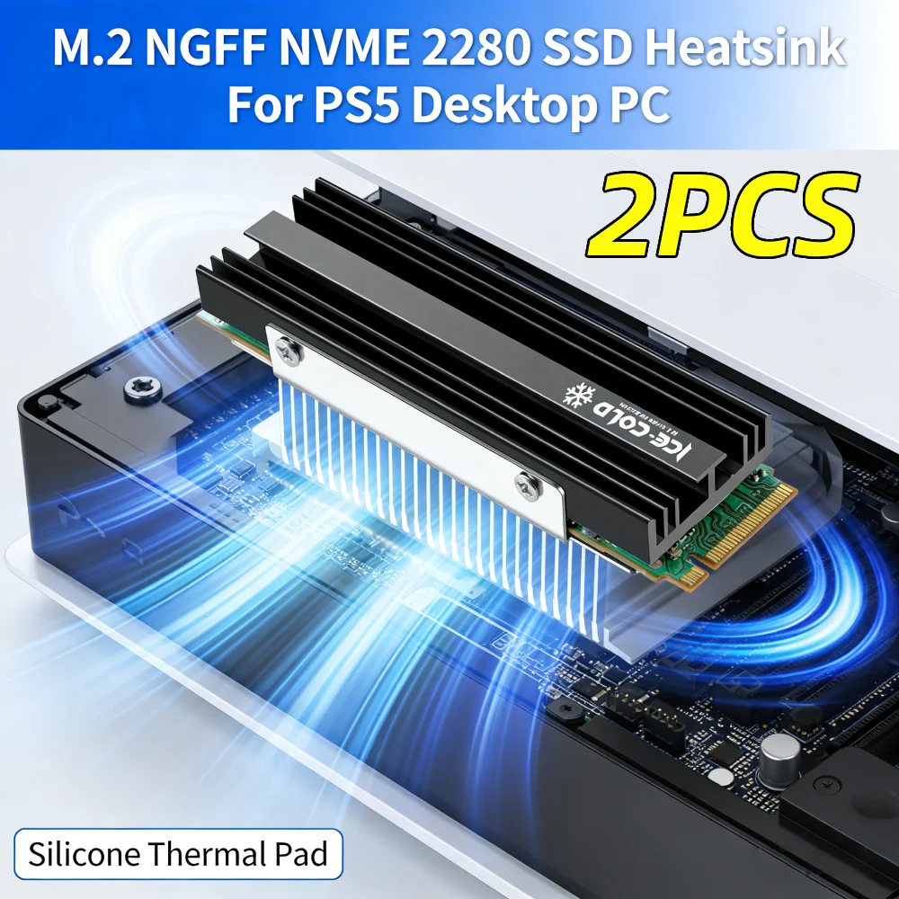 

M.2 NGFF NVME 2280 SSD-радиатор из алюминиевого сплава, твердотельный накопитель, радиатор, SSD-кулер для настольного ПК, PS5, радиатор