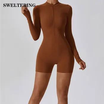 بدلة رياضية بأكمام طويلة بسحاب بدلة رياضية للنساء طقم يوجا بدلة رقص للياقة البدنية بدلة رياضية مثيرة للصالة الرياضية بدلة يوجا