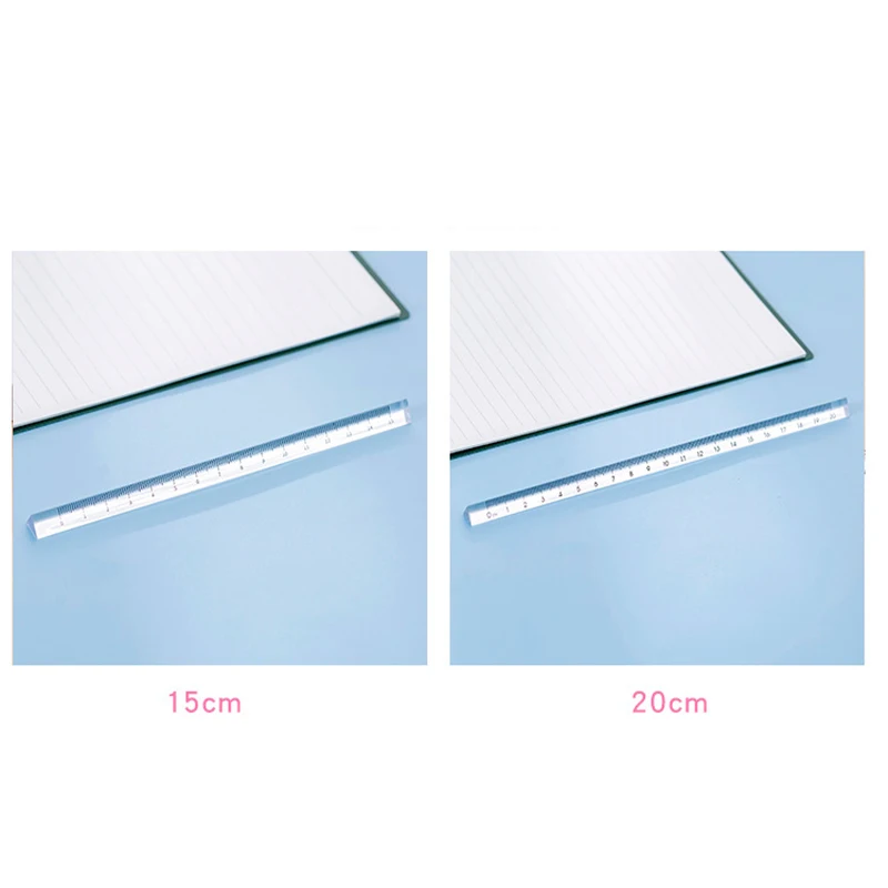 Simples Transparente Triangular Em Forma Reta Régua, Escritório Multifuncional Escala de Medição, Desenho Preciso, 15 cm, 20cm