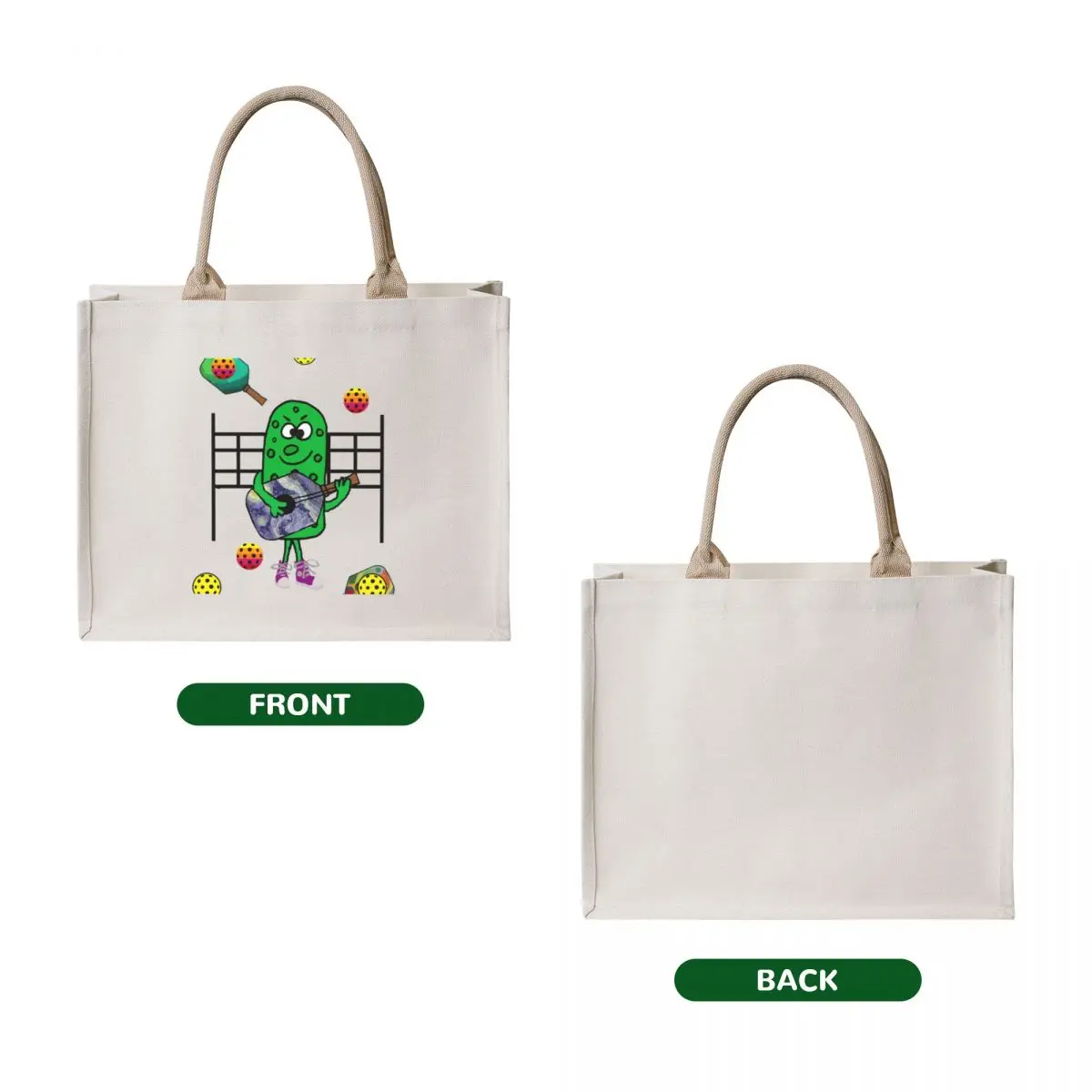 Funny Pickleball Pickle Playing Guitar Tote Bag Fabric bag great bag Handbags women Gift