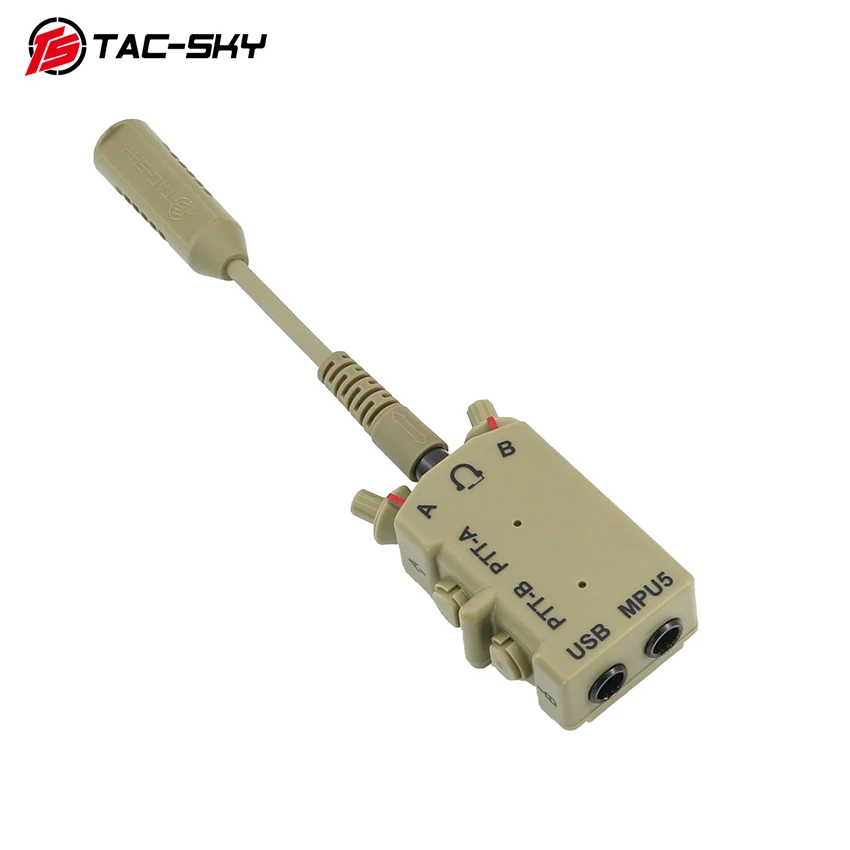 TS TAC-SKY Tactical Headset MPU5 Dual PTT Adapter Compatible with MSA/COMTA Shooting Headsets for Baofeng Walkie-Talkie