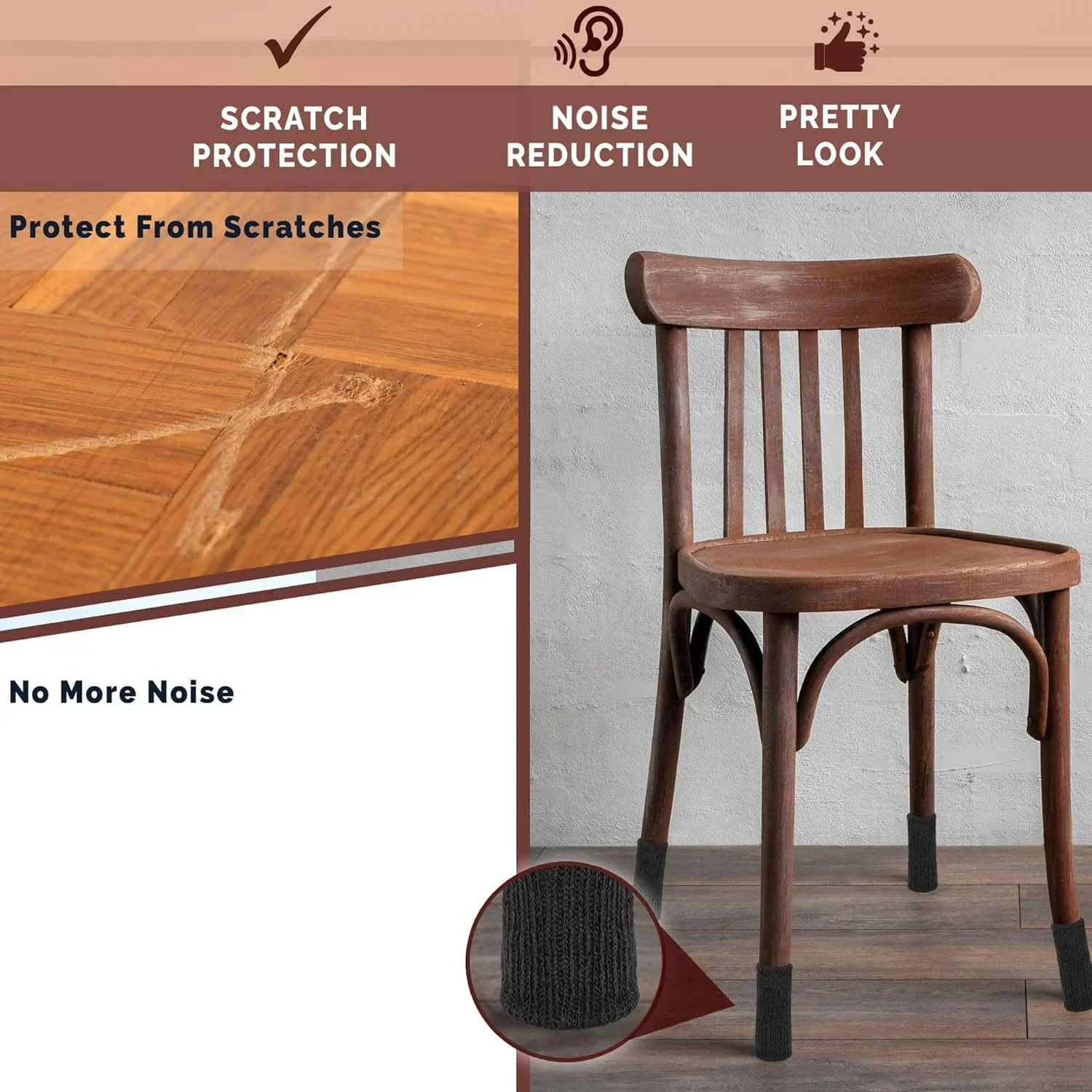 2026 New Silicone Chair Leg Covers, Knitted Anti Slip Noise Reduction Floor Protector,Prevent Scratches for Furniture Legs